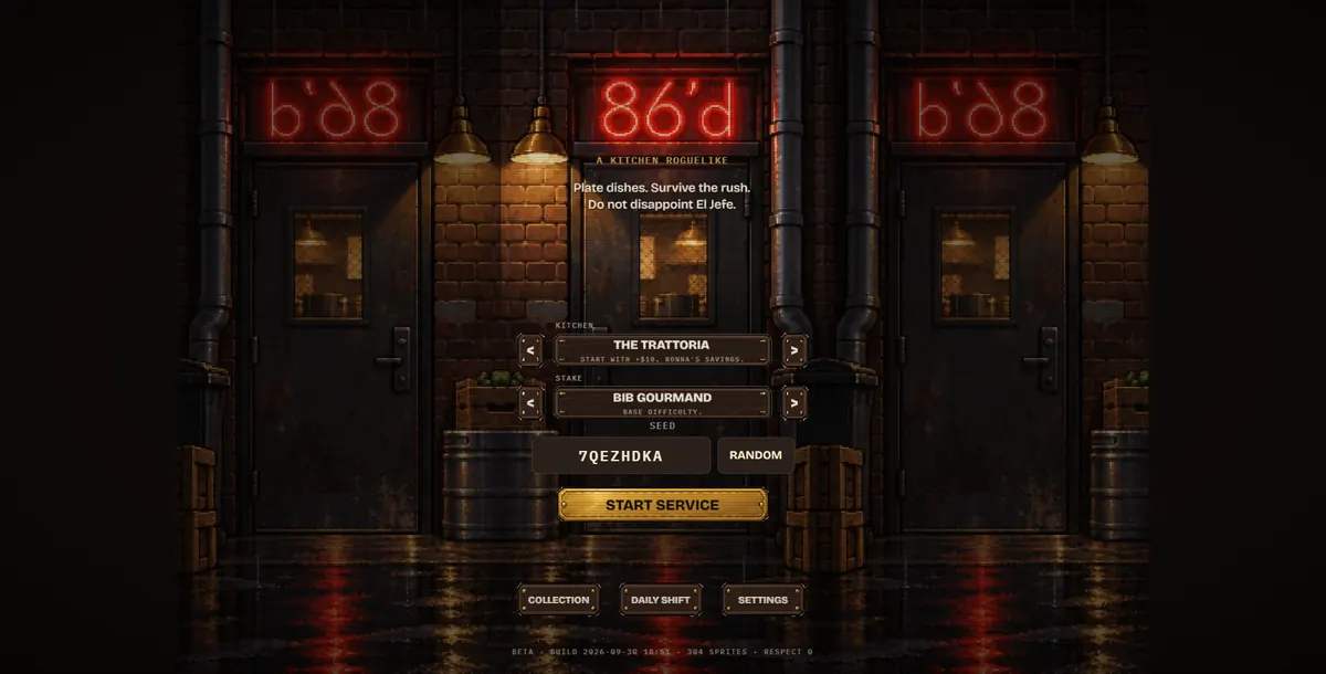 86'd, a kitchen roguelike game